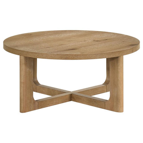 Kessler Round Sculptural Wood Coffee Table Light Oak - 735988
