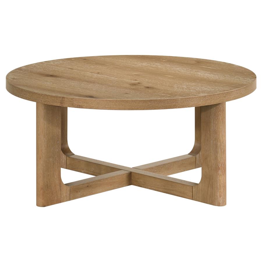 Kessler Round Sculptural Wood Coffee Table Light Oak - 735988