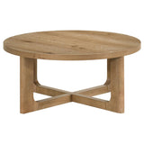 Kessler Round Sculptural Wood Coffee Table Light Oak - 735988