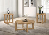 Kessler Round Sculptural Wood Coffee Table Light Oak - 735988