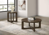 Kessler 2-piece Round Sculptural Wood Coffee Table Set Brown - 735998-S2