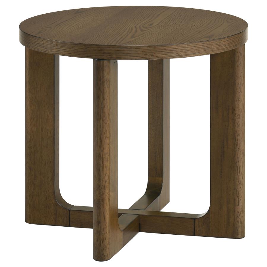 Kessler 2-piece Round Sculptural Wood Coffee Table Set Brown - 735998-S2