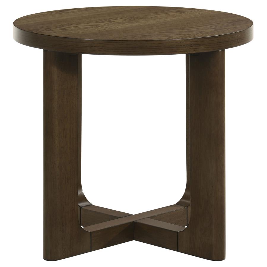 Kessler 2-piece Round Sculptural Wood Coffee Table Set Brown - 735998-S2