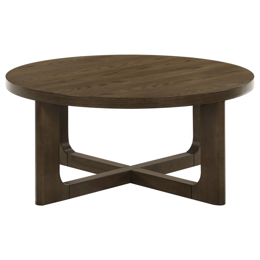 Kessler 2-piece Round Sculptural Wood Coffee Table Set Brown - 735998-S2