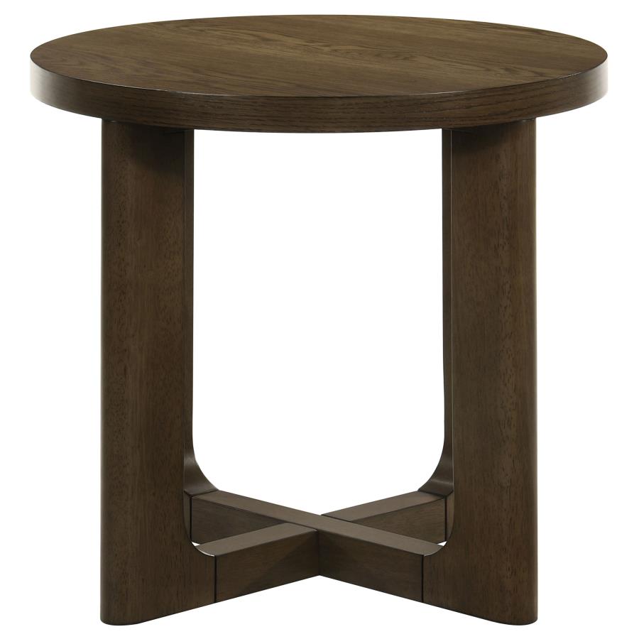 Kessler 3-piece Round Sculptural Wood Coffee Table Set Brown - 735998-S3