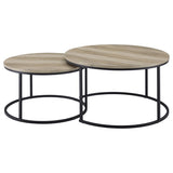 Lainey 2-piece Round Nesting Coffee Table Distressed Pine - 736040