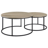 Lainey 2-piece Round Nesting Coffee Table Distressed Pine - 736040