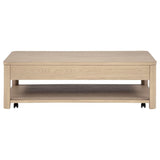 Marcelo Wood Coffee Table with 2 Drawers and Shelf Light Elm - 736058