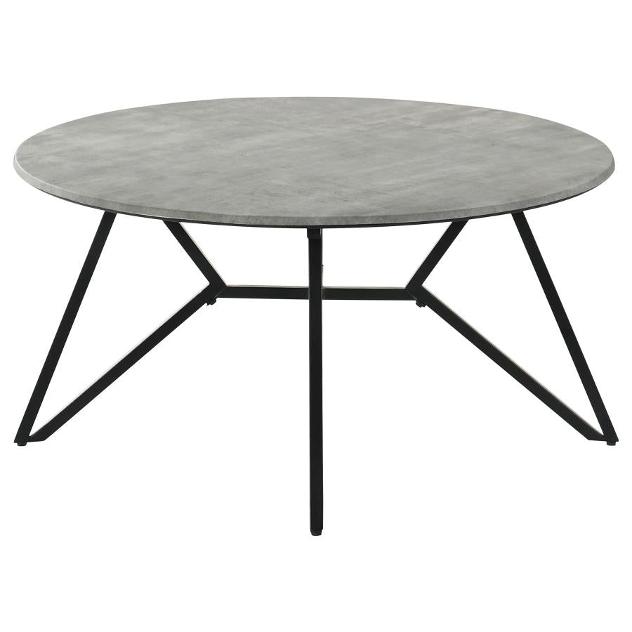 Hadi Round SmartTop Coffee Table Cement and Gunmetal - 736178