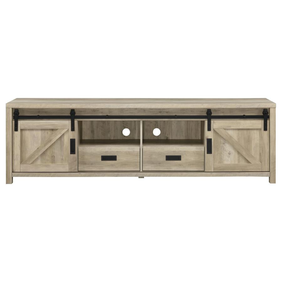 Madra 2-door Engineered Wood 79-inch TV Stand Distressed Pine - 736263