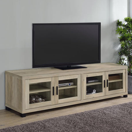 Sachin 4-door Engineered Wood 79-inch TV Stand Distressed Pine - 736283