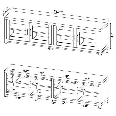 Sachin 4-door Engineered Wood 79-inch TV Stand Distressed Pine - 736283