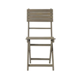 Outdoor Foldable Wood Dining Chair With Slat Design (Set of 2)