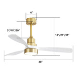 Indoor Ceiling Fan With Dimmable LED Light, 6 Speed Remote ControlLED DC Motor, Reversible Blades