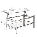 Glass Lift Top Coffee Table, Modern Simple 2-Layer Tempered Glass Coffee Table For Living Room - Black