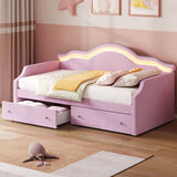 Upholstered Daybed With LED Lights And 2 Drawersme
