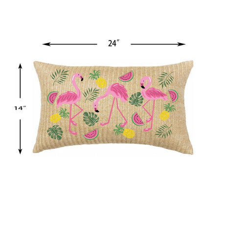 Summer Outdoor Lumbar Flamingo Pillows - Multi