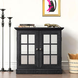Sideboard Cabinet With Mirrored Doors, Adjustable Shelf, Metal Handles