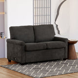 Convertible Twin Sleeper Sofa With USB Ports, 2 Seater Upholstered Loveseat - Dark Gray