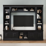 TV Stand With Hutch, Large Entertainment Center With Adjustable Shelves