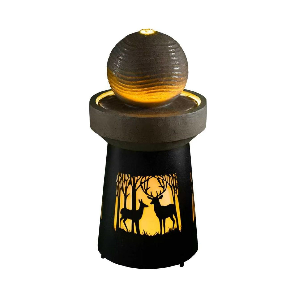 Outdoor Garden Lantern With Warm LED Light Deer Silhouette Decorative Landscape Light For Patio - White / Gray