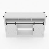 Farmhouse TV Stand With Sliding Barn Doors & Adjustable Storage