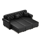 Upholstered Sofa With Nailhead Trim, Rolled Armrests With Ottoman