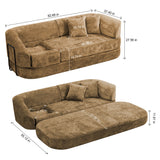 3 Seater Sofa With Built In Pet Bed Nook, Curved Design And 2 Throw Pillows