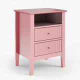 Fluted Nightstand With 2 Drawers