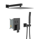 Dual Shower Head System With Square Rain Shower And Rough In Valve