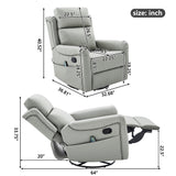 Manual Recliner Swivel Rocking Chair With 8 Point Massage And Heating