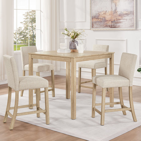 5 Piece Counter Height Table Set With 4 Chairs