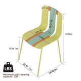 4 Piece Set Of Color Block Designed Single Chairs With Round Table - Grain Yellow / Haze Green / Tropical Orange / White