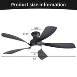 52" Ceiling Fan With 3 Color Dimmable LED Light, DC Reversible Motor, 6 Speed Settings