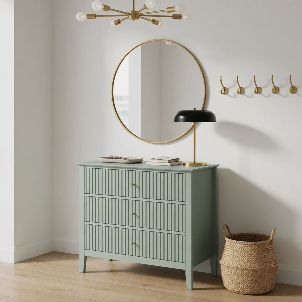 Fluted 3 Drawer Nightstand With Soft Close Slides