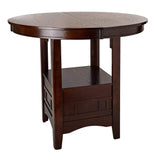 Round Counter Height Dining Table Only With Shelves - Brown Mix