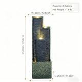 3 Tier Waterfall Fountain With LED Lights - Gray