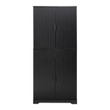 Fluted Kitchen Pantry Cabinet With 3 Keyboard Drawers & 6 Adjustable Door Shelves