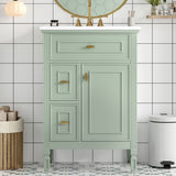 Modern Bathroom Vanity With Sink, Flip Drawer, 2 Drawers, Adjustable Shelf