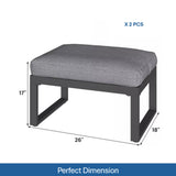 Patio All-Weather Ottomans With Thick Cushions (Set of 2)
