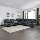 Power Reclining Sectional Sofa With 3 Adjustable Recliners, USB Ports & Cup Holders, Oversized Seating For Living Room - Black