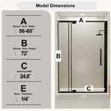 Semi Frameless Pivot Hinged Shower Door, Reversible Design