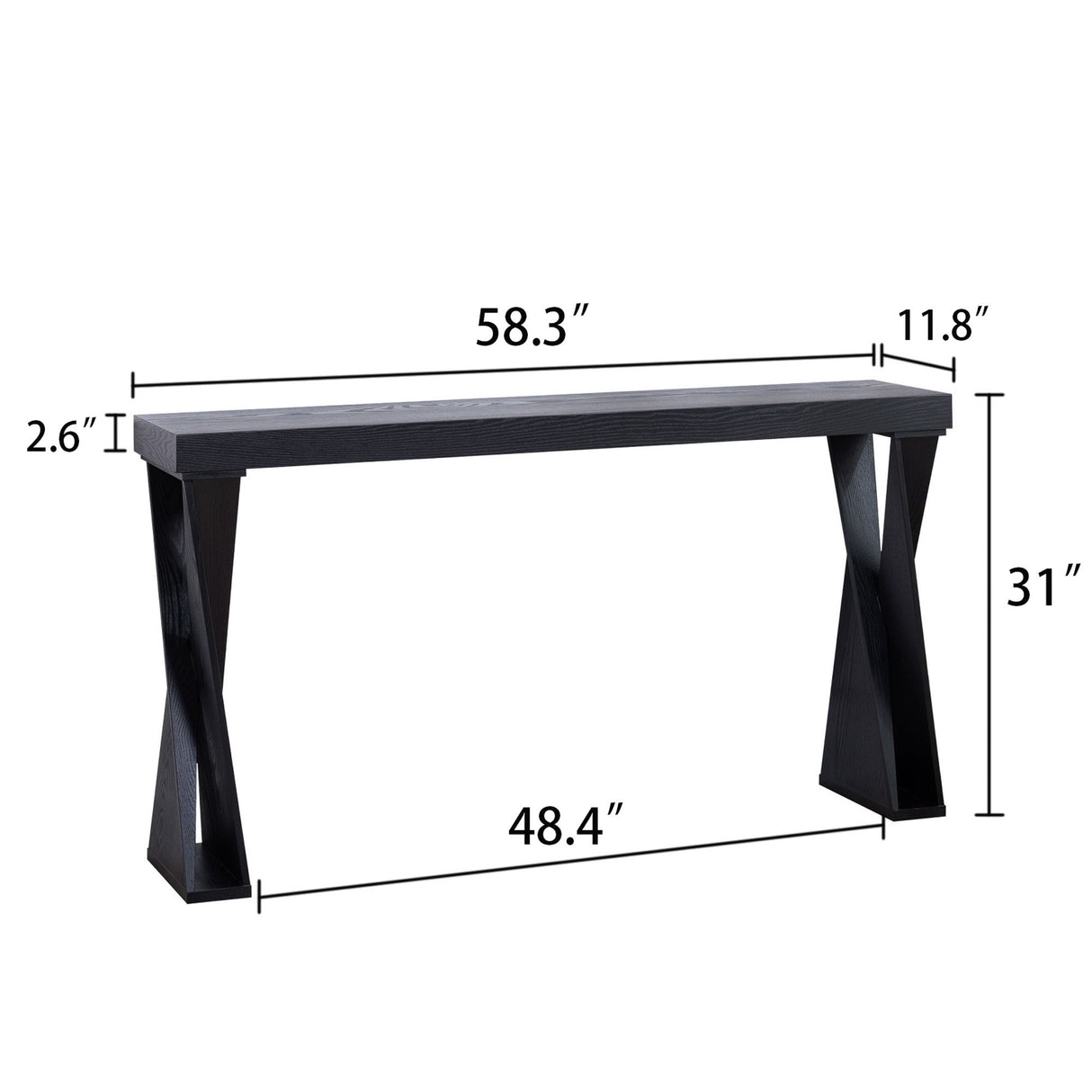 Console Table With Crossed Legs For Hallway - Black