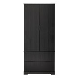 Fluted Kitchen Pantry Cabinet With 2 Large Drawers & 8 Door Spice Rack