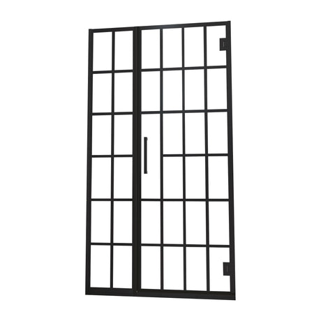 Frameless Pivot Shower Door With Pattern Glass, Open Entry Design