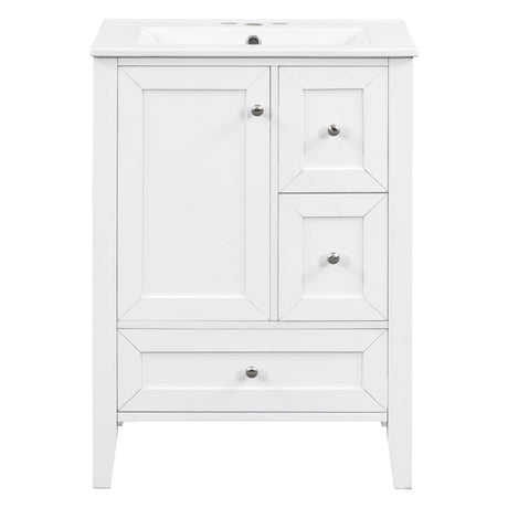 Modern Bathroom Vanity With Sink, Freestanding Cabinet With Drawers And Shelves