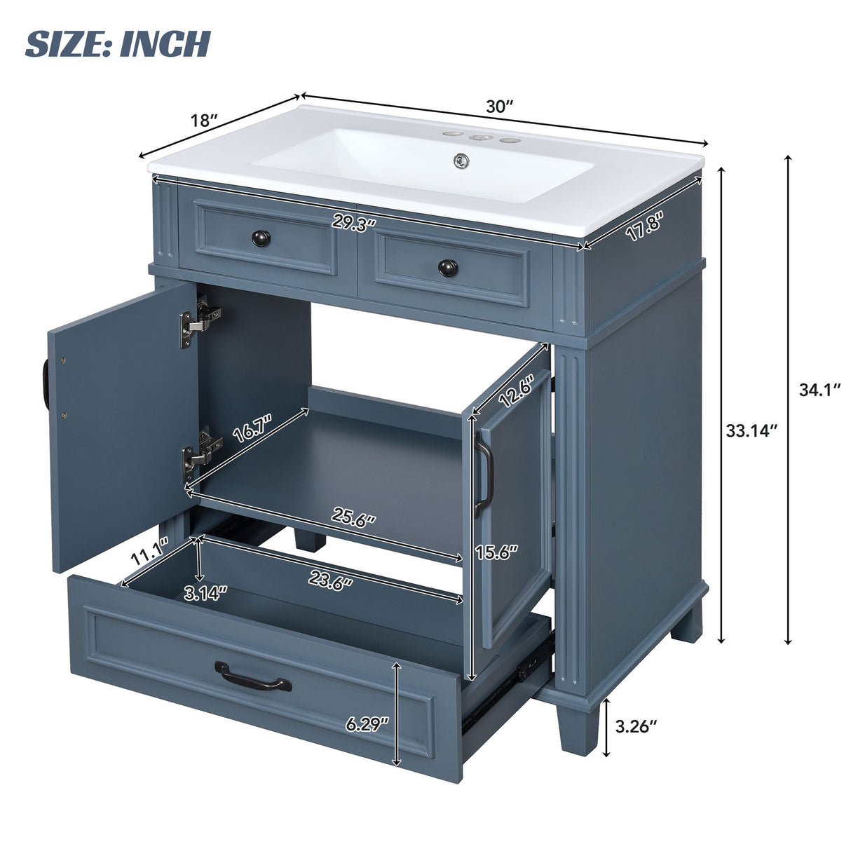 Bathroom Vanity With Sink, Storage Cabinet
