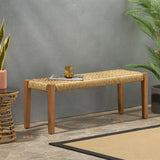Angie - Bench Outdoor Seating Acacia Wood Faux Rattan - Teak