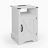 Farmhouse Nightstand, Charging Station & Storage