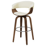 Swivel Bar Stool Elegant Design With Upholstery - Cream
